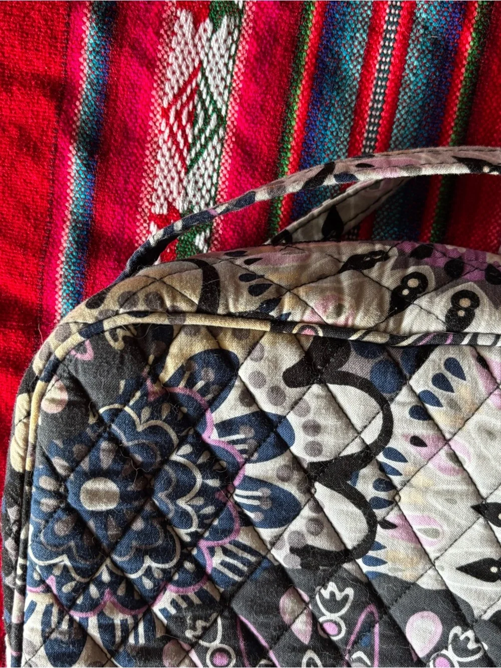 Vera Bradley Quilted Cosmetic Wristlet - Black, Gray & Pink